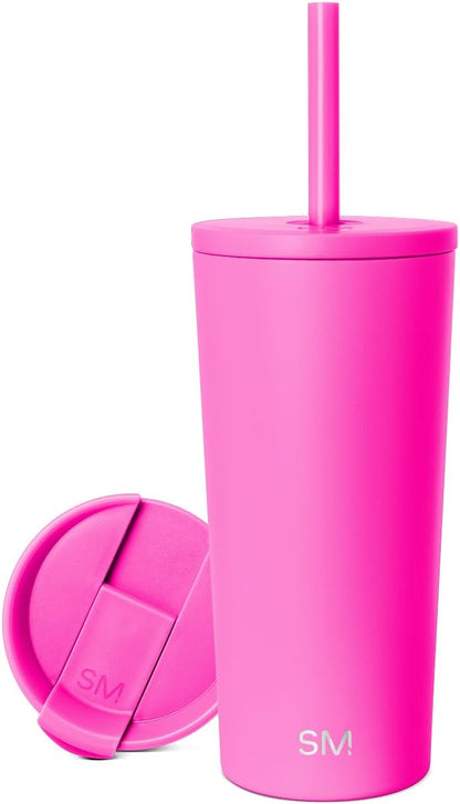 Iced Coffee Tumbler, Insulated | 24oz | Yellow | Reusable Stainless Steel Cup, Travel Mug, Water Bottle with Straw | Cupholder Friendly & Spill Resistant, Buttercup