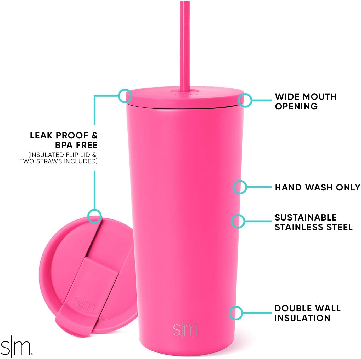 Iced Coffee Tumbler, Insulated | 24oz | Yellow | Reusable Stainless Steel Cup, Travel Mug, Water Bottle with Straw | Cupholder Friendly & Spill Resistant, Buttercup