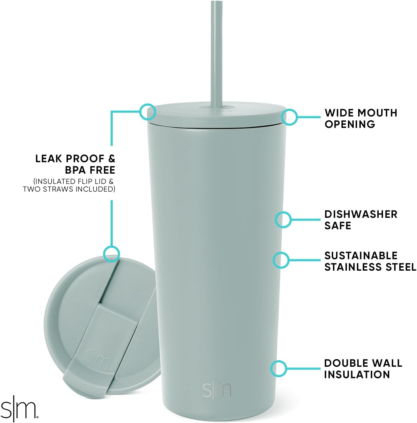 Iced Coffee Tumbler, Insulated | 24oz | Yellow | Reusable Stainless Steel Cup, Travel Mug, Water Bottle with Straw | Cupholder Friendly & Spill Resistant, Buttercup