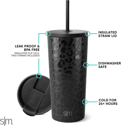 Iced Coffee Tumbler, Insulated | 24oz | Yellow | Reusable Stainless Steel Cup, Travel Mug, Water Bottle with Straw | Cupholder Friendly & Spill Resistant, Buttercup