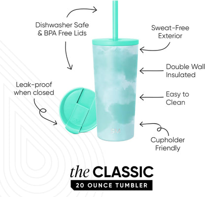 Iced Coffee Tumbler, Insulated | 24oz | Yellow | Reusable Stainless Steel Cup, Travel Mug, Water Bottle with Straw | Cupholder Friendly & Spill Resistant, Buttercup