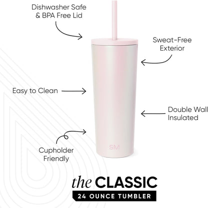Iced Coffee Tumbler, Insulated | 24oz | Yellow | Reusable Stainless Steel Cup, Travel Mug, Water Bottle with Straw | Cupholder Friendly & Spill Resistant, Buttercup