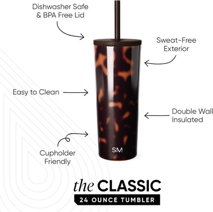 Iced Coffee Tumbler, Insulated | 24oz | Yellow | Reusable Stainless Steel Cup, Travel Mug, Water Bottle with Straw | Cupholder Friendly & Spill Resistant, Buttercup