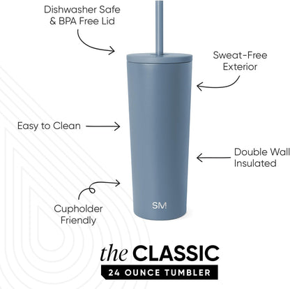 Iced Coffee Tumbler, Insulated | 24oz | Yellow | Reusable Stainless Steel Cup, Travel Mug, Water Bottle with Straw | Cupholder Friendly & Spill Resistant, Buttercup