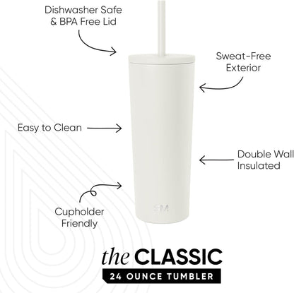 Iced Coffee Tumbler, Insulated | 24oz | Yellow | Reusable Stainless Steel Cup, Travel Mug, Water Bottle with Straw | Cupholder Friendly & Spill Resistant, Buttercup