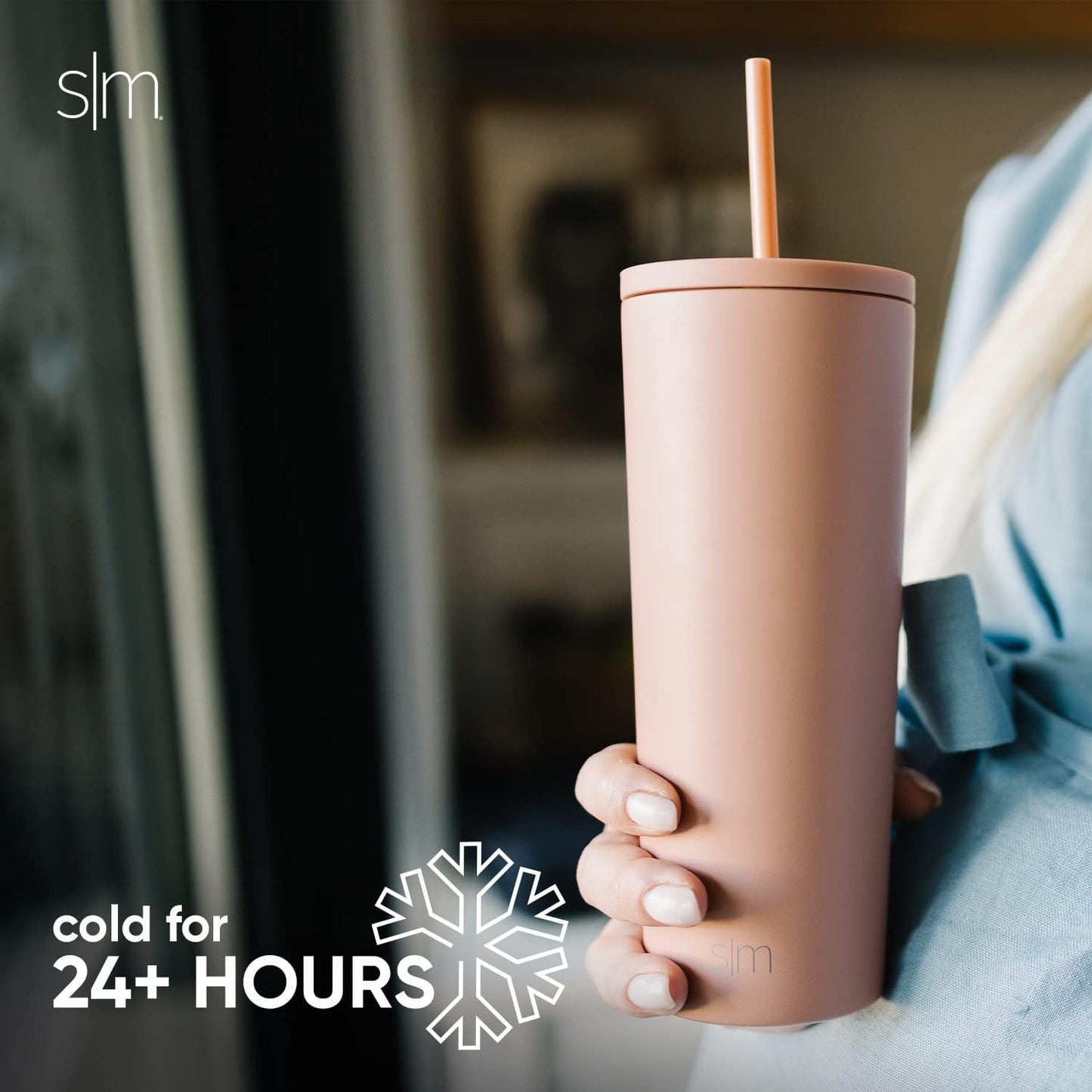 Iced Coffee Tumbler, Insulated | 24oz | Yellow | Reusable Stainless Steel Cup, Travel Mug, Water Bottle with Straw | Cupholder Friendly & Spill Resistant, Buttercup