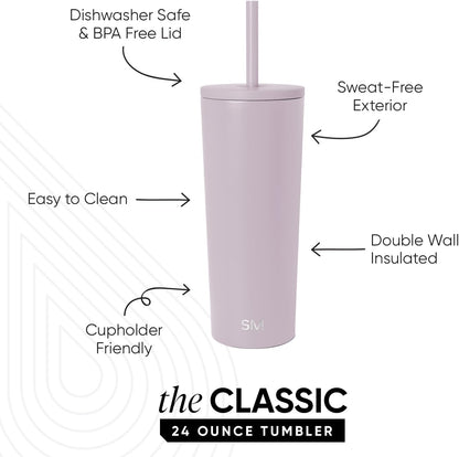 Iced Coffee Tumbler, Insulated | 24oz | Yellow | Reusable Stainless Steel Cup, Travel Mug, Water Bottle with Straw | Cupholder Friendly & Spill Resistant, Buttercup