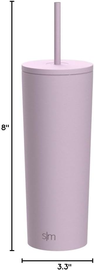Iced Coffee Tumbler, Insulated | 24oz | Yellow | Reusable Stainless Steel Cup, Travel Mug, Water Bottle with Straw | Cupholder Friendly & Spill Resistant, Buttercup