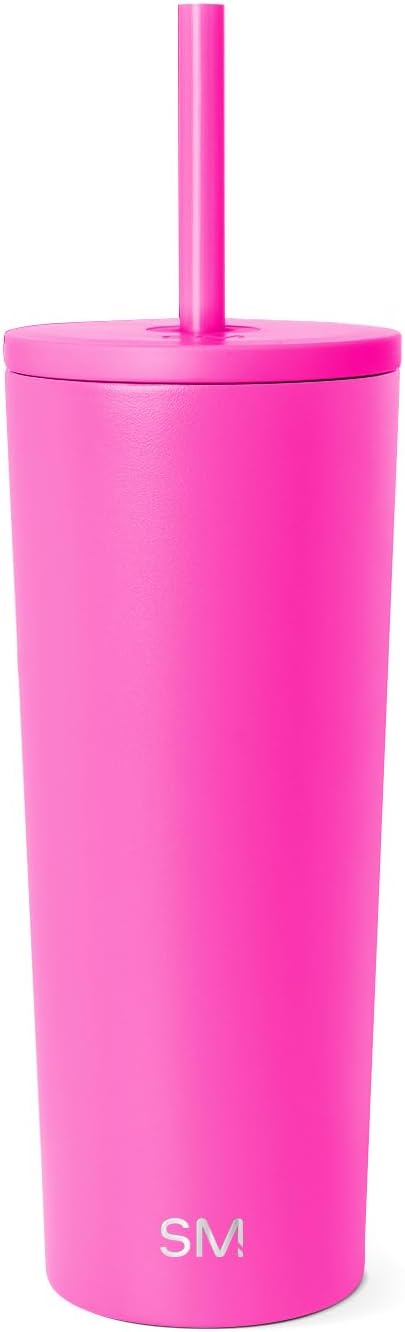 Iced Coffee Tumbler, Insulated | 24oz | Yellow | Reusable Stainless Steel Cup, Travel Mug, Water Bottle with Straw | Cupholder Friendly & Spill Resistant, Buttercup