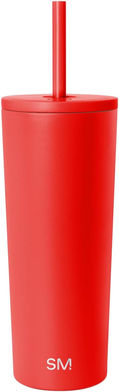 Iced Coffee Tumbler, Insulated | 24oz | Yellow | Reusable Stainless Steel Cup, Travel Mug, Water Bottle with Straw | Cupholder Friendly & Spill Resistant, Buttercup
