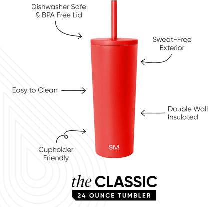 Iced Coffee Tumbler, Insulated | 24oz | Yellow | Reusable Stainless Steel Cup, Travel Mug, Water Bottle with Straw | Cupholder Friendly & Spill Resistant, Buttercup
