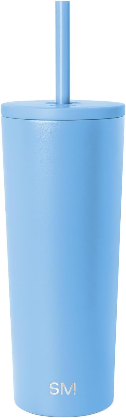 Iced Coffee Tumbler, Insulated | 24oz | Yellow | Reusable Stainless Steel Cup, Travel Mug, Water Bottle with Straw | Cupholder Friendly & Spill Resistant, Buttercup