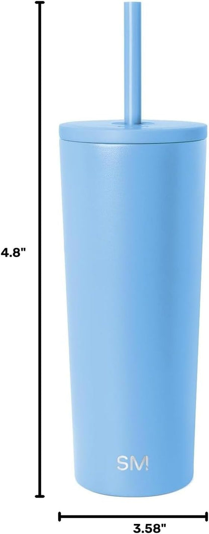 Iced Coffee Tumbler, Insulated | 24oz | Yellow | Reusable Stainless Steel Cup, Travel Mug, Water Bottle with Straw | Cupholder Friendly & Spill Resistant, Buttercup