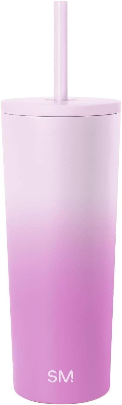 Iced Coffee Tumbler, Insulated | 24oz | Yellow | Reusable Stainless Steel Cup, Travel Mug, Water Bottle with Straw | Cupholder Friendly & Spill Resistant, Buttercup