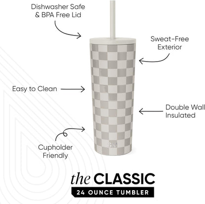 Iced Coffee Tumbler, Insulated | 24oz | Yellow | Reusable Stainless Steel Cup, Travel Mug, Water Bottle with Straw | Cupholder Friendly & Spill Resistant, Buttercup