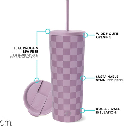 Iced Coffee Tumbler, Insulated | 24oz | Yellow | Reusable Stainless Steel Cup, Travel Mug, Water Bottle with Straw | Cupholder Friendly & Spill Resistant, Buttercup