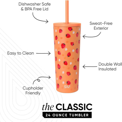 Iced Coffee Tumbler, Insulated | 24oz | Yellow | Reusable Stainless Steel Cup, Travel Mug, Water Bottle with Straw | Cupholder Friendly & Spill Resistant, Buttercup