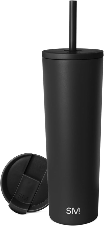 Iced Coffee Tumbler, Insulated | 24oz | Yellow | Reusable Stainless Steel Cup, Travel Mug, Water Bottle with Straw | Cupholder Friendly & Spill Resistant, Buttercup