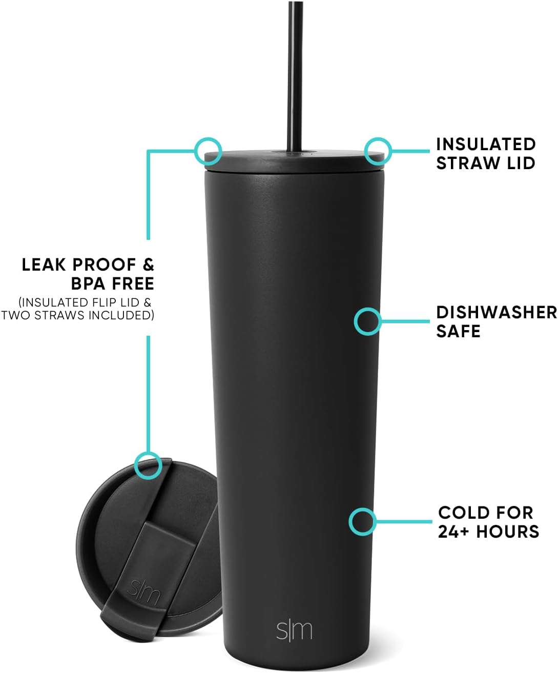 Iced Coffee Tumbler, Insulated | 24oz | Yellow | Reusable Stainless Steel Cup, Travel Mug, Water Bottle with Straw | Cupholder Friendly & Spill Resistant, Buttercup