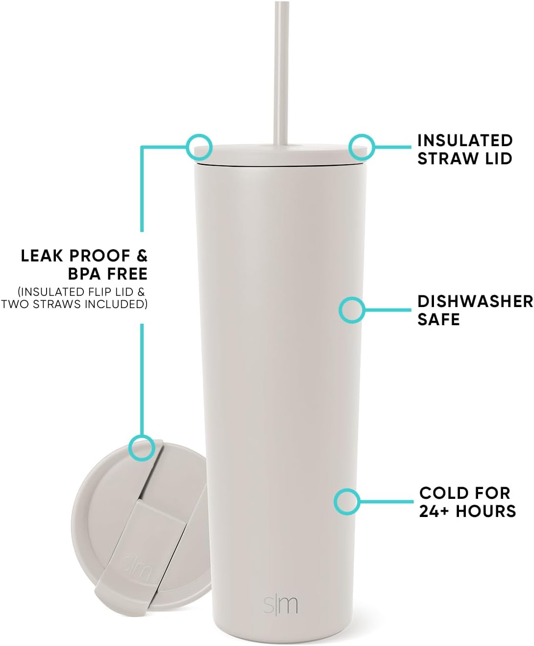 Iced Coffee Tumbler, Insulated | 24oz | Yellow | Reusable Stainless Steel Cup, Travel Mug, Water Bottle with Straw | Cupholder Friendly & Spill Resistant, Buttercup