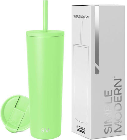 Iced Coffee Tumbler, Insulated | 24oz | Yellow | Reusable Stainless Steel Cup, Travel Mug, Water Bottle with Straw | Cupholder Friendly & Spill Resistant, Buttercup