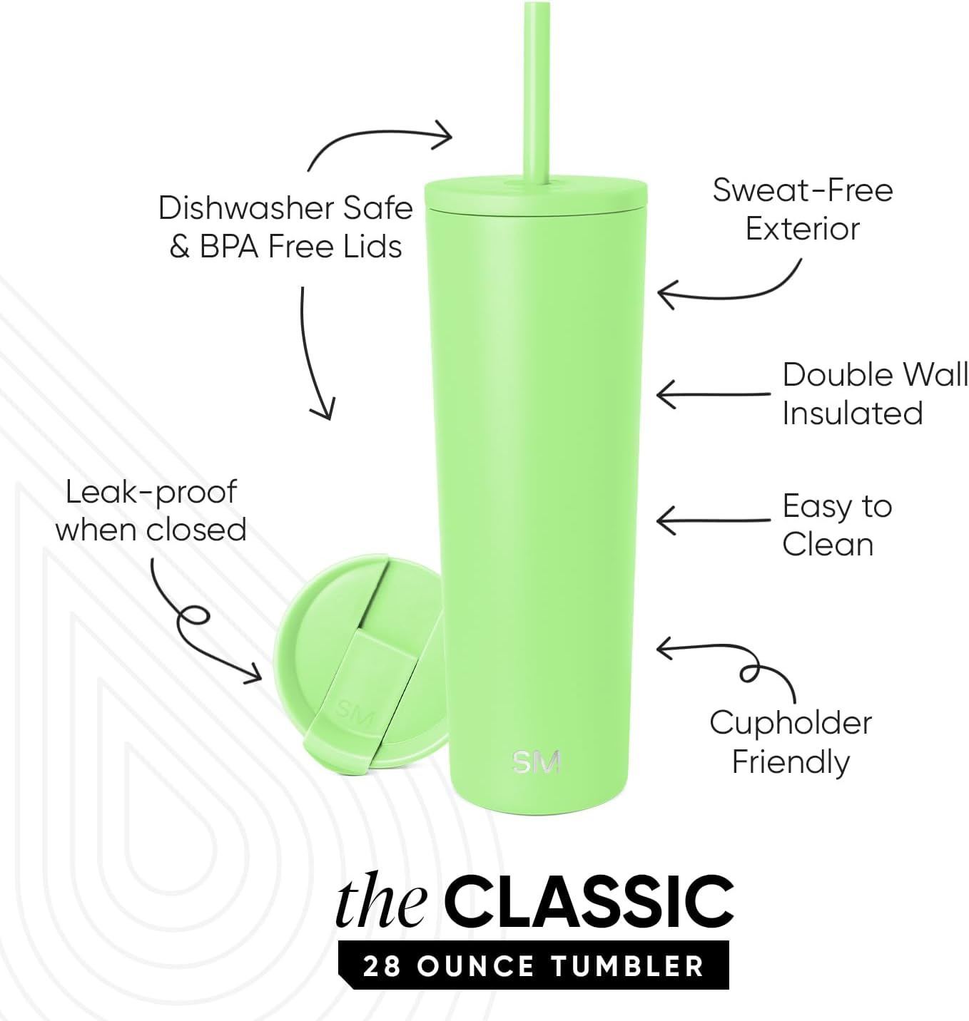 Iced Coffee Tumbler, Insulated | 24oz | Yellow | Reusable Stainless Steel Cup, Travel Mug, Water Bottle with Straw | Cupholder Friendly & Spill Resistant, Buttercup