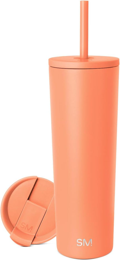 Iced Coffee Tumbler, Insulated | 24oz | Yellow | Reusable Stainless Steel Cup, Travel Mug, Water Bottle with Straw | Cupholder Friendly & Spill Resistant, Buttercup