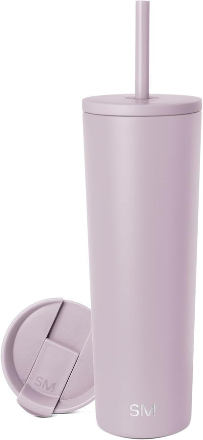 Iced Coffee Tumbler, Insulated | 24oz | Yellow | Reusable Stainless Steel Cup, Travel Mug, Water Bottle with Straw | Cupholder Friendly & Spill Resistant, Buttercup