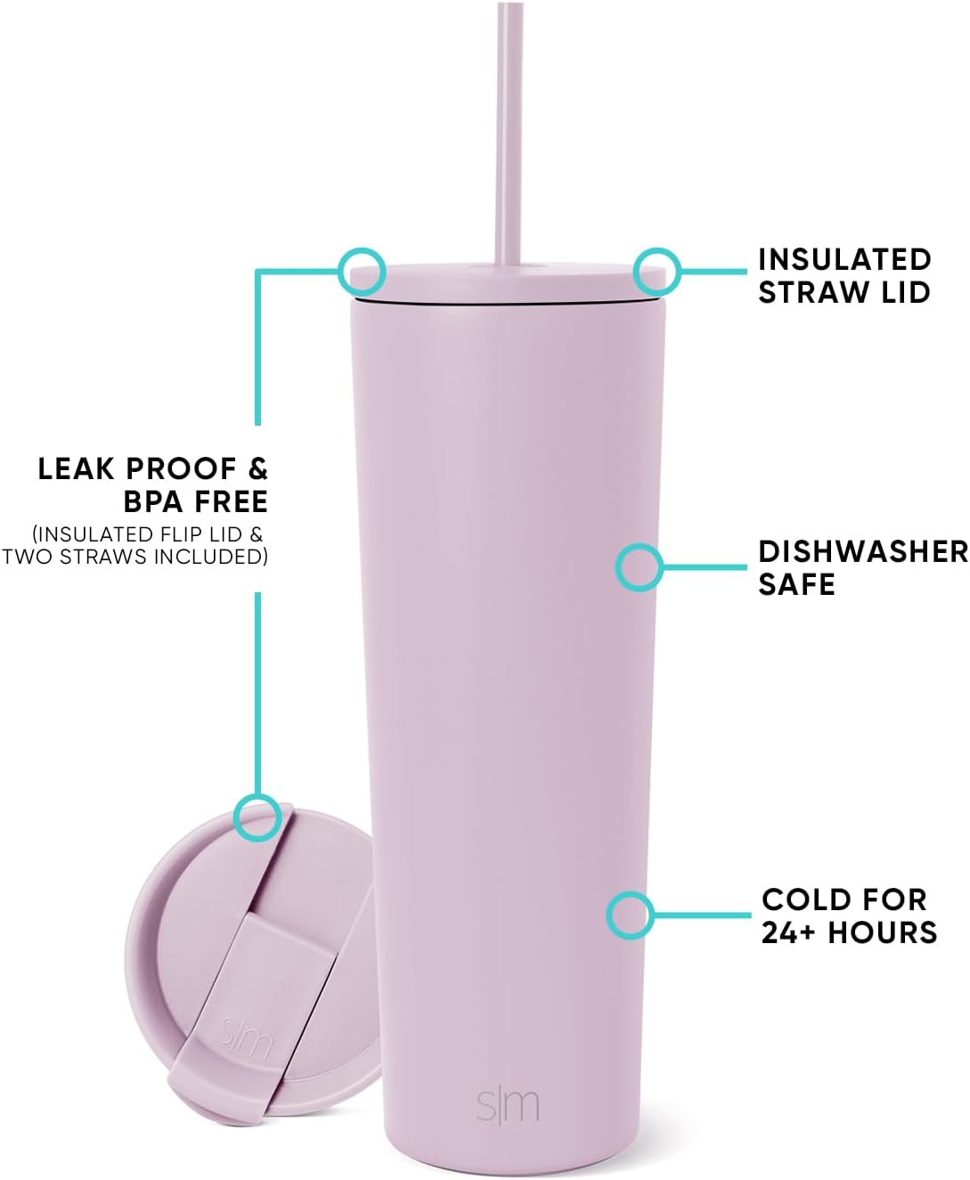 Iced Coffee Tumbler, Insulated | 24oz | Yellow | Reusable Stainless Steel Cup, Travel Mug, Water Bottle with Straw | Cupholder Friendly & Spill Resistant, Buttercup
