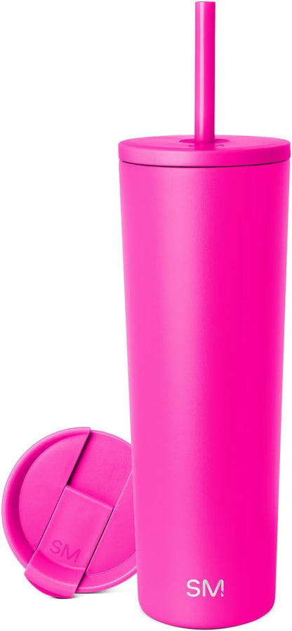 Iced Coffee Tumbler, Insulated | 24oz | Yellow | Reusable Stainless Steel Cup, Travel Mug, Water Bottle with Straw | Cupholder Friendly & Spill Resistant, Buttercup