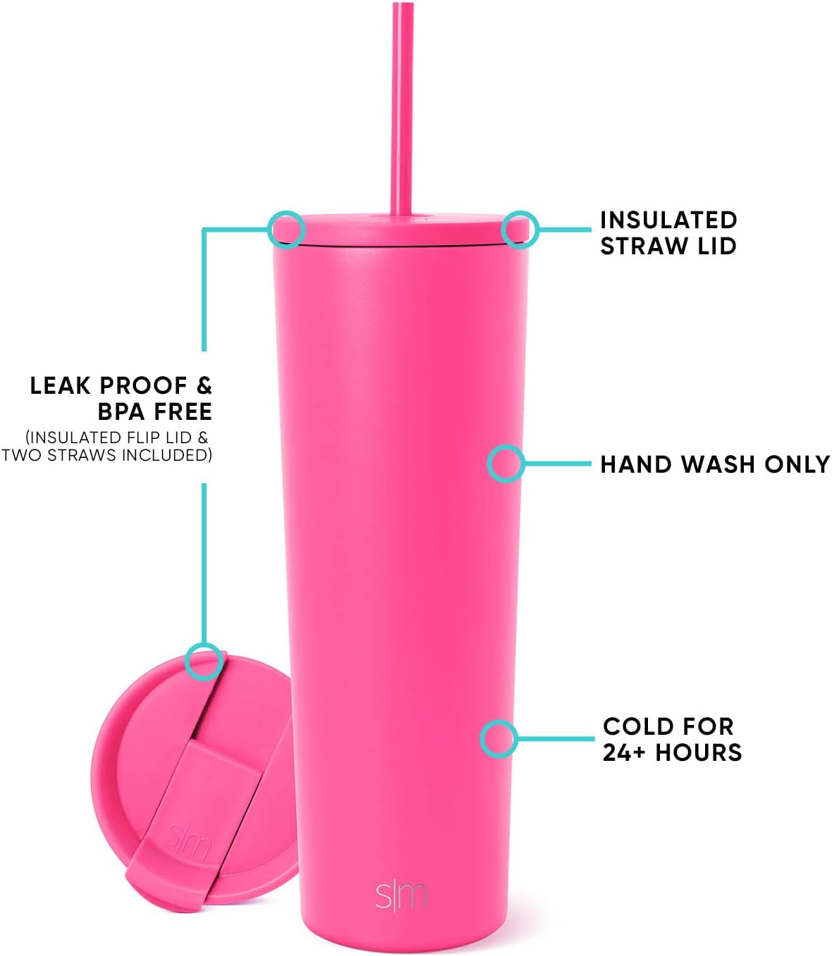 Iced Coffee Tumbler, Insulated | 24oz | Yellow | Reusable Stainless Steel Cup, Travel Mug, Water Bottle with Straw | Cupholder Friendly & Spill Resistant, Buttercup