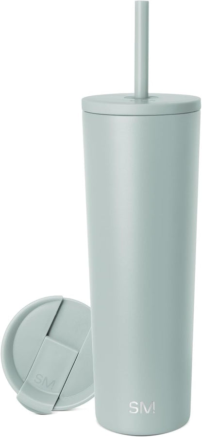 Iced Coffee Tumbler, Insulated | 24oz | Yellow | Reusable Stainless Steel Cup, Travel Mug, Water Bottle with Straw | Cupholder Friendly & Spill Resistant, Buttercup
