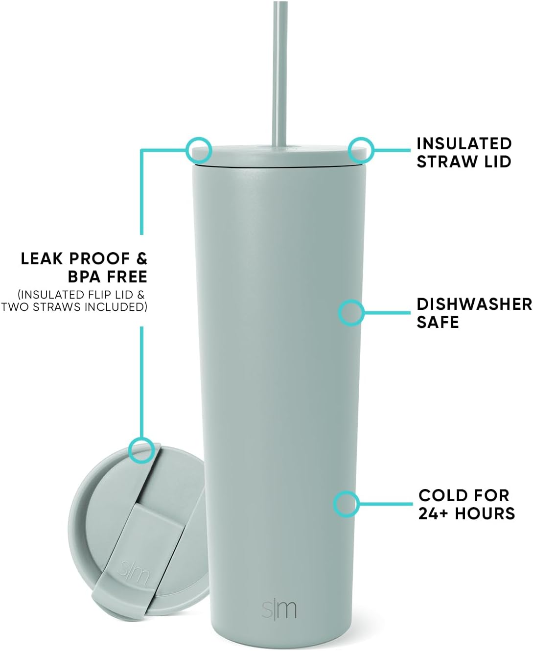Iced Coffee Tumbler, Insulated | 24oz | Yellow | Reusable Stainless Steel Cup, Travel Mug, Water Bottle with Straw | Cupholder Friendly & Spill Resistant, Buttercup