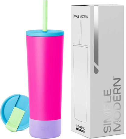Iced Coffee Tumbler, Insulated | 24oz | Yellow | Reusable Stainless Steel Cup, Travel Mug, Water Bottle with Straw | Cupholder Friendly & Spill Resistant, Buttercup
