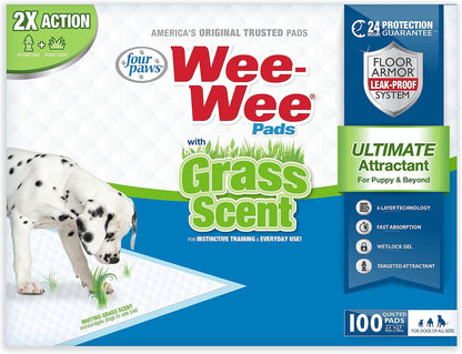 Wee-Wee Ultimate Attractant Dog Pee Pads, Grass Scent