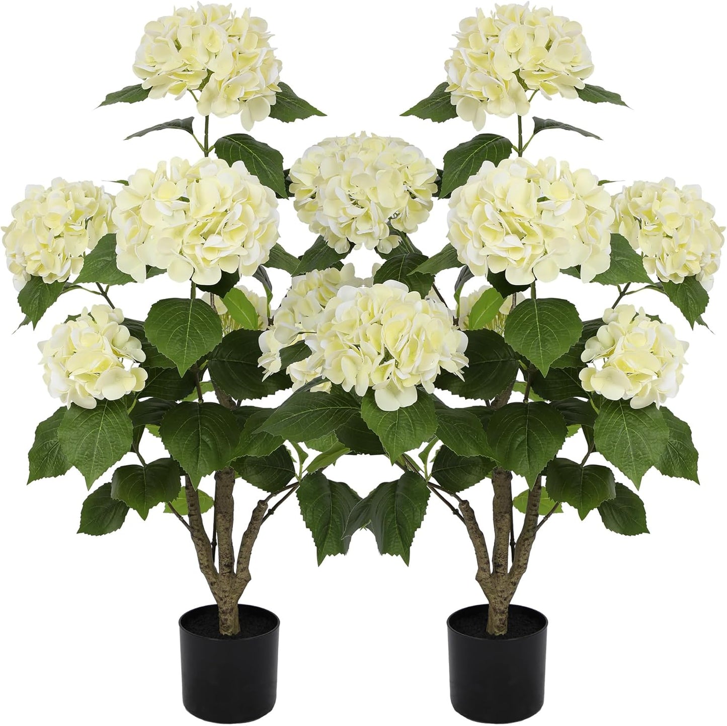 2FT Real Touch Faux Hydrangea Tree Outdoor, 2 Pack Blue Hydrangea Tree Artificial with Vibrant Blooms, Faux Hydrangea Potted Plant for Indoor Outdoor Home Front Porch Pation Decor