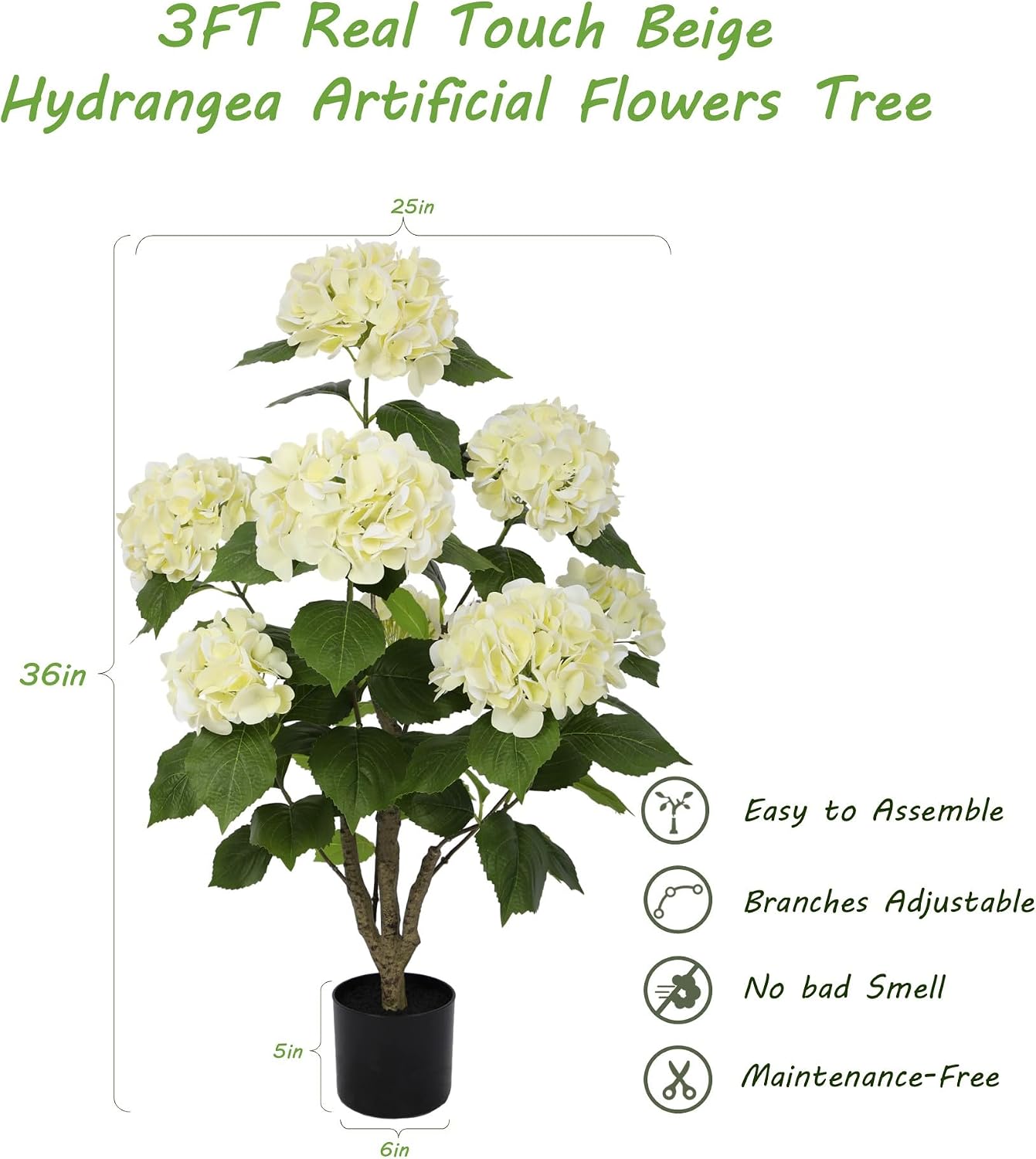 2FT Real Touch Faux Hydrangea Tree Outdoor, 2 Pack Blue Hydrangea Tree Artificial with Vibrant Blooms, Faux Hydrangea Potted Plant for Indoor Outdoor Home Front Porch Pation Decor