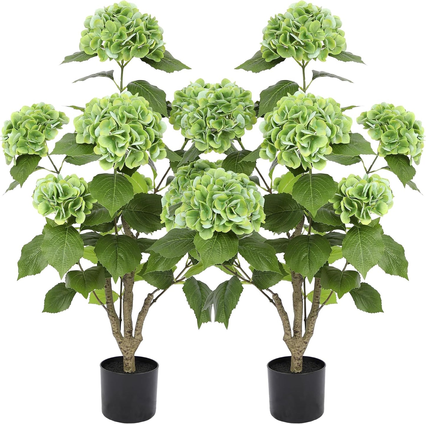 2FT Real Touch Faux Hydrangea Tree Outdoor, 2 Pack Blue Hydrangea Tree Artificial with Vibrant Blooms, Faux Hydrangea Potted Plant for Indoor Outdoor Home Front Porch Pation Decor