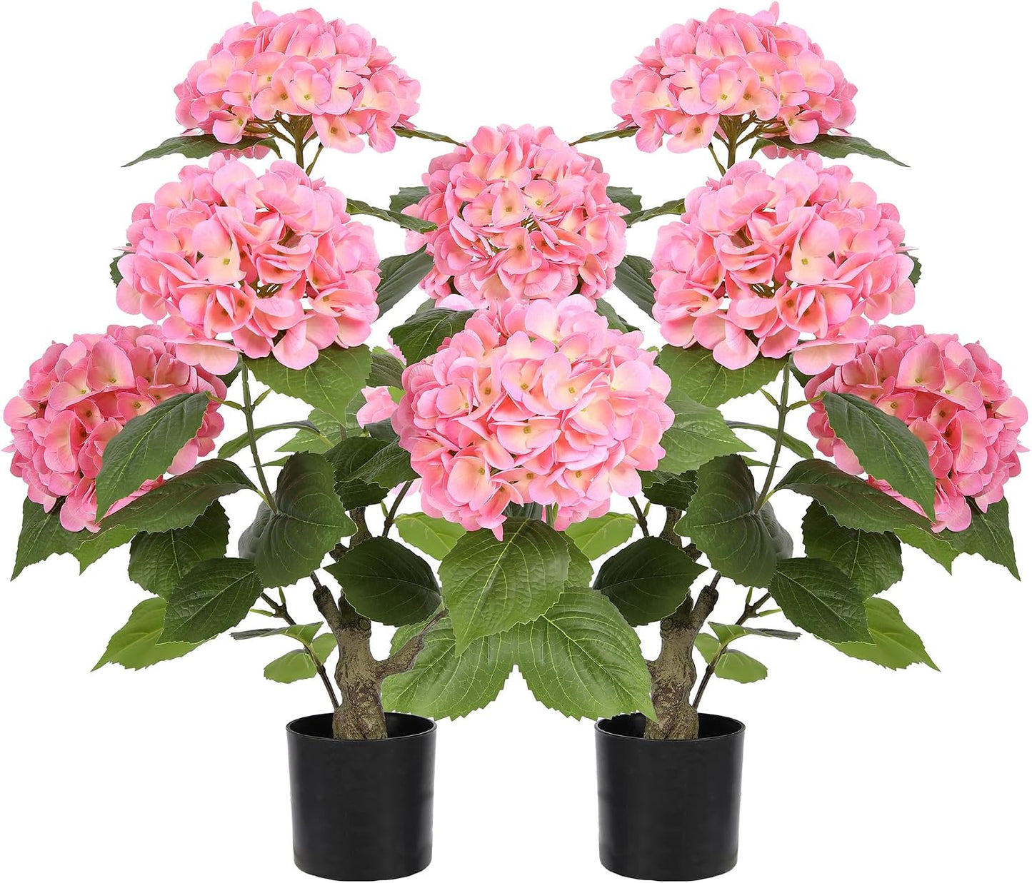 2FT Real Touch Faux Hydrangea Tree Outdoor, 2 Pack Blue Hydrangea Tree Artificial with Vibrant Blooms, Faux Hydrangea Potted Plant for Indoor Outdoor Home Front Porch Pation Decor