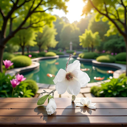 White Artificial Magnolia Fake Silk Flower Single Floral Home Decor Living Room Bedroom Garden Party Wedding Decoration in Pots Vase for Desk Table, Artificial Flowers, Home Décor, Decorations