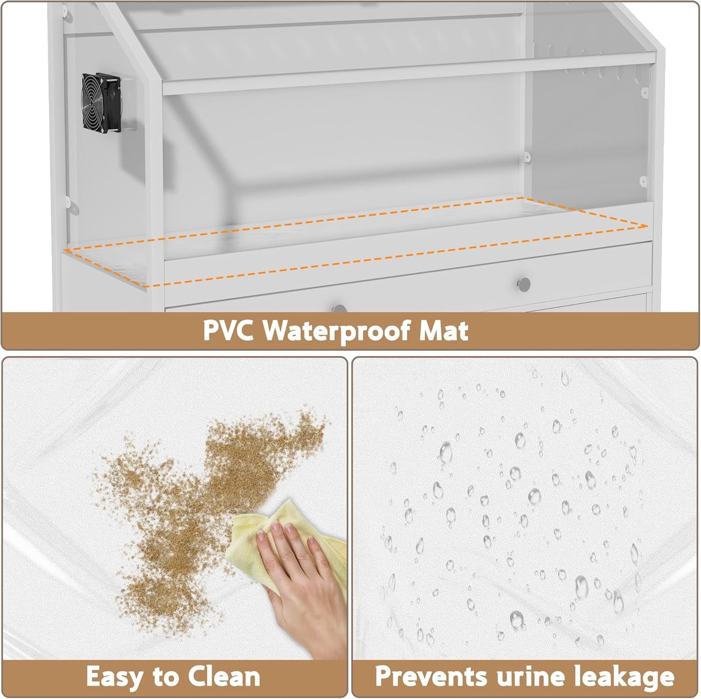 Hamster Cage with Storage Cabinet,43.3" Small Animal Cage with LED Lights and Fan, Easy View Acrylic Panel, Large Habitat for Guinea Pig, Hedgehog,Rat 43.3"x 15.7"x 43.3"