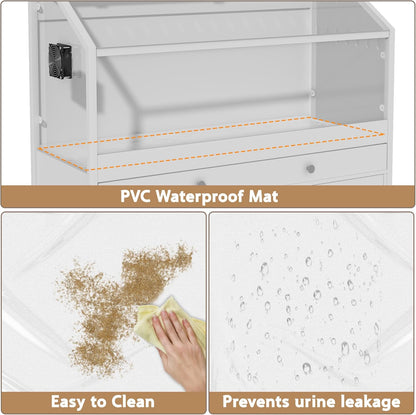 Hamster Cage with Storage Cabinet,43.3" Small Animal Cage with LED Lights and Fan, Easy View Acrylic Panel, Large Habitat for Guinea Pig, Hedgehog,Rat 43.3"x 15.7"x 43.3"