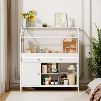 Hamster Cage with Storage Cabinet,43.3" Small Animal Cage with LED Lights and Fan, Easy View Acrylic Panel, Large Habitat for Guinea Pig, Hedgehog,Rat 43.3"x 15.7"x 43.3"