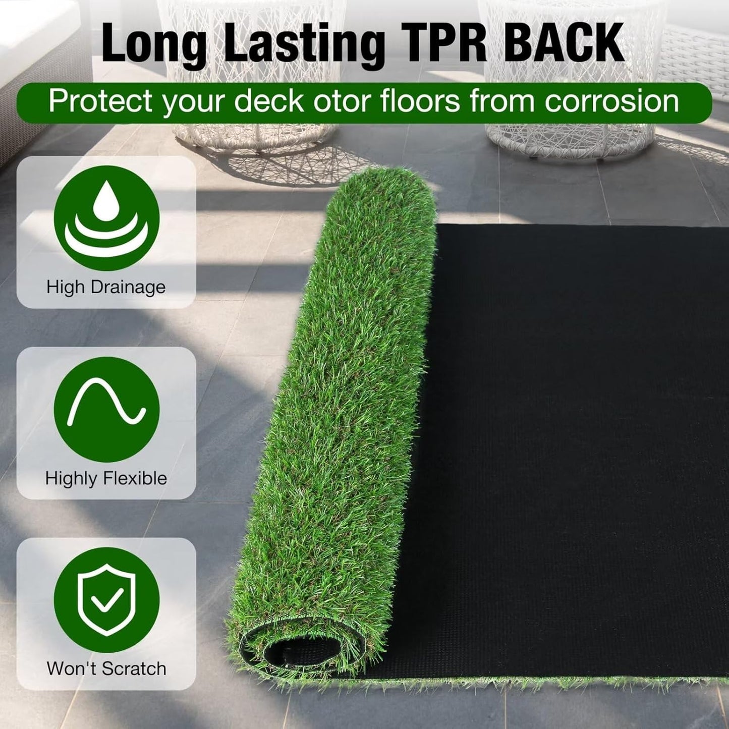 2FT X 6FT Artificial Turf Runner Rug Indoor Outdoor - Realistic Narrow Fake Grass Carpet Patio Balcony Floor Covering - Pets Friendly & Drainage Dog Grass Pad