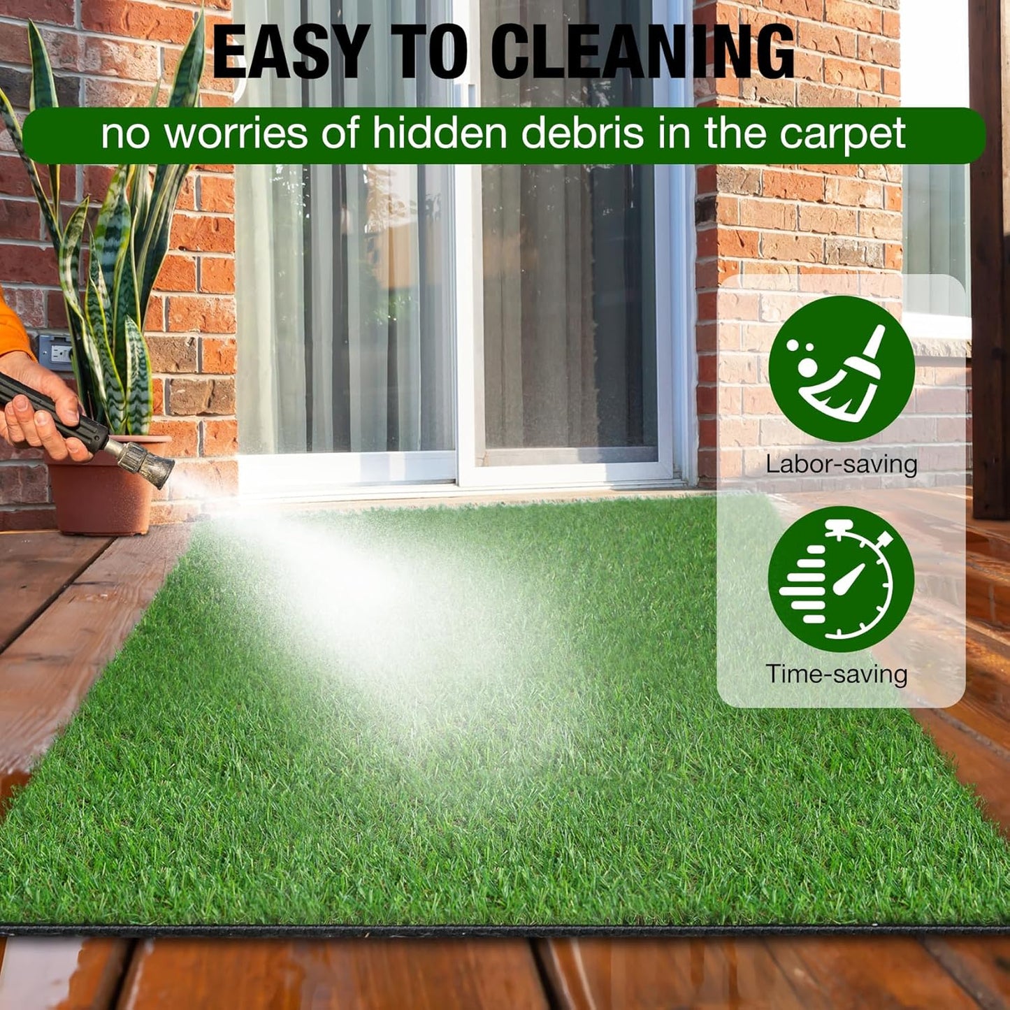 2FT X 6FT Artificial Turf Runner Rug Indoor Outdoor - Realistic Narrow Fake Grass Carpet Patio Balcony Floor Covering - Pets Friendly & Drainage Dog Grass Pad