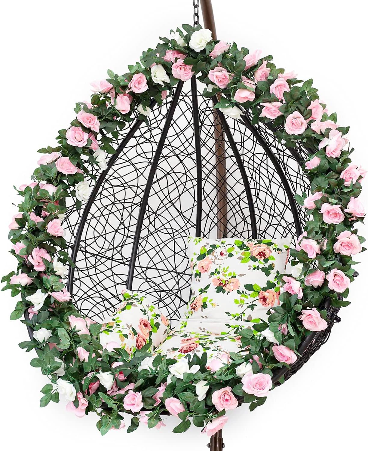 2 Pack 16FT Artificial Rose Garland Vine - Silk Fake Red Rose Flower Hanging Vine for Wedding Arch Home Wall Decor Valentine's Day Mother's Day Derby Day Party Decoration