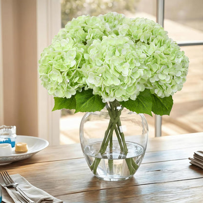 Light Green Hydrangea Artificial Flowers, Faux Hydrangea, 3Pcs