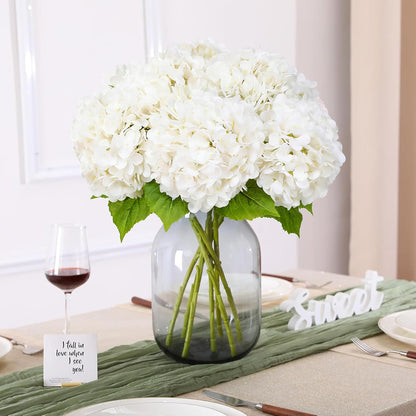 Light Green Hydrangea Artificial Flowers, Faux Hydrangea, 3Pcs