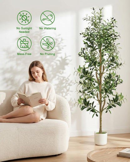 Olive Trees Artificial Indoor 6Ft Tall Faux Plants Large Fake Olivos Tree