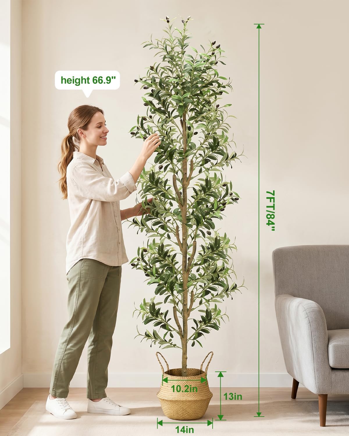 Olive Trees Artificial Indoor 6Ft Tall Faux Plants Large Fake Olivos Tree